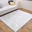 (C200) Eve White Shag Area Rug, 4x7