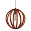 Brown Wood Sphere Hardwire Pendant Light, 12"