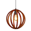 Brown Wood Sphere Hardwire Pendant Light, 12"