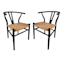 Found & Fable Set of 2 Denise Wishbone Dining Chairs, Black