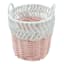 Tiny Dreamers 3-Piece Pink & White Round Rope Storage Basket, Small