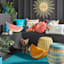 Sunny Club Multicolor Outdoor Wicker Ottoman, 16"