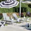 Laila Ali Modern Black & White Striped Round Outdoor Patio Crank & Tilt Umbrella, 9'