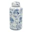 Blue & White Floral Ceramic Jar with Lid, 11"
