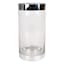 Laila Ali Glass Vase with Silver Rim, 7.5"