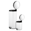 30l White Stainless Steel Trash Can with Bonus 5l Bin