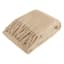 Honeybloom Beige Faux Mohair Throw Blanket with Fringe, 50x60