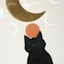 Cat & Moon Canvas Wall Art, 12x16