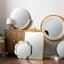 Crosby St Natural Wood Half-Framed Round Wall Mirror, 28x29
