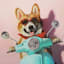 Scooter Corgi Canvas Wall Art, 16x12