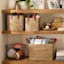 Honeybloom Austin Seagrass Storage Basket with Leather Handles, Small