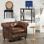 Providence Chesterfield Brown Faux Leather Tufted Accent Chair
