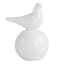 Providence White Ceramic Bird on Ball Decor, 6"