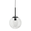 Black Glass Globe Hardwire Pendant Light, 9"