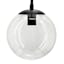 Black Glass Globe Hardwire Pendant Light, 9"
