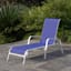 Stackable Sling Patio Chaise Lounge Chair, Cobalt Blue & White