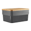 2-Pack Black Storage Bin with Bamboo Lid, 8.5l