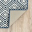 Tristen Navy Blue & Cream Diamond Design Washable Runner, 2x5