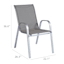 Stackable Sling Patio Chair, Silver & Grey