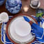 Set of 4 Embroidered Blue Scalloped Placemats