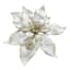 Metallic White & Gold Poinsettia Clip, 9.5"