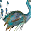 Outdoor Metal Peacock Figurine with Acrylic Jeweled Tail, 38.5"