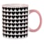 Black, White & Pink Heart Mug, 16oz