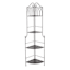 Metal Corner Rack with Brown Decorative Arch & Folding Wooden Shelves, 63"