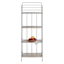 4-Tier Black Metal Baker Rack with Folding Wooden Top Shelves