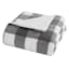 Grey Buffalo Plaid Sherpa Comforter, Queen
