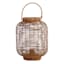 Found & Fable Natural Brown Faux Wicker Barrel Outdoor Lantern with LED Bulb, Medium