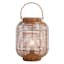 Found & Fable Natural Brown Faux Wicker Barrel Outdoor Lantern with LED Bulb, Medium