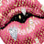 Framed Glam Lips Canvas Wall Art, 16x12
