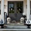 2-Piece Black Grecian Urn Pedestal Outdoor Planter, Large