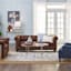 Providence Chesterfield Brown Faux Leather Tufted Sofa, 79"
