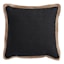 Black Jute Trim Outdoor Throw Pillow, 18"