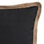 Black Jute Trim Outdoor Throw Pillow, 18"