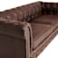 Providence Chesterfield Brown Faux Leather Tufted Sofa, 79"