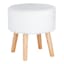 Emmy Stool with Wooden Legs, White Faux Fur