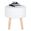 Emmy Stool with Wooden Legs, White Faux Fur