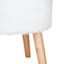 Emmy Stool with Wooden Legs, White Faux Fur
