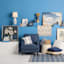 Honeybloom Ivory & Blue Striped Decorative Box, 9x7