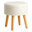 Emmy Stool with Wooden Legs, Cream Sherpa