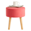 Emmy Stool with Wooden Legs, Pink Velvet
