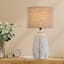 Found & Fable Grey & White Leaf Small Table Lamp with Shade, 19"