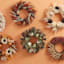 White & Green Pumpkins Burlap Wreath, 22"