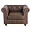 Providence Chesterfield Brown Faux Leather Tufted Accent Chair