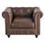 Providence Chesterfield Brown Faux Leather Tufted Armchair