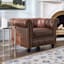 Providence Chesterfield Brown Faux Leather Tufted Accent Chair