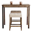 3-Piece Oak Lawn Table Set with Ivory Upholstered Counter Stools, 42"